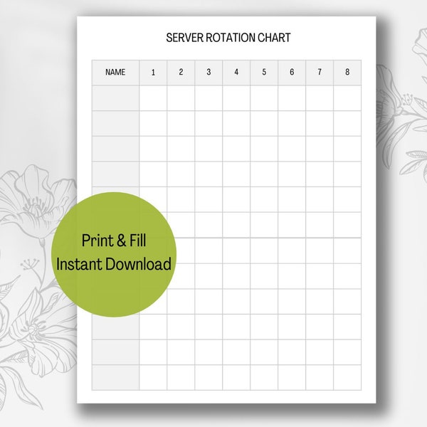 Server Rotation Chart - Etsy