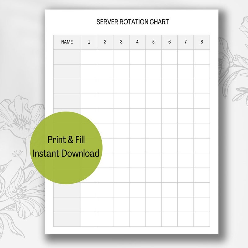Server Rotation Chart - Etsy