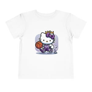 Toddler T-Shirt, Sacramento Kings Hello Kitty Mashup, Cartoon NBA Basketball Fan Gift, Kids Tee, Infant Clothing, Children's Graphic Top
