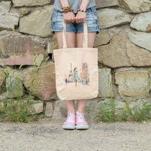 Paris Floral Tote Bag | Cotton Bag | Canvas Tote Bag | Shopping Bag | Mother&#39;s Day Gift | Book Bag | Birthday Gift | Gifts for Her | No. 20