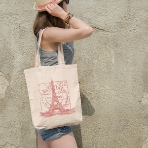 Eiffel Tower Tote Bag | Cotton Bag | Canvas Tote Bag | Shopping Bag | Mother&#39;s Day Gift | Book Bag | Birthday Gift | Gifts for Her | No. 98