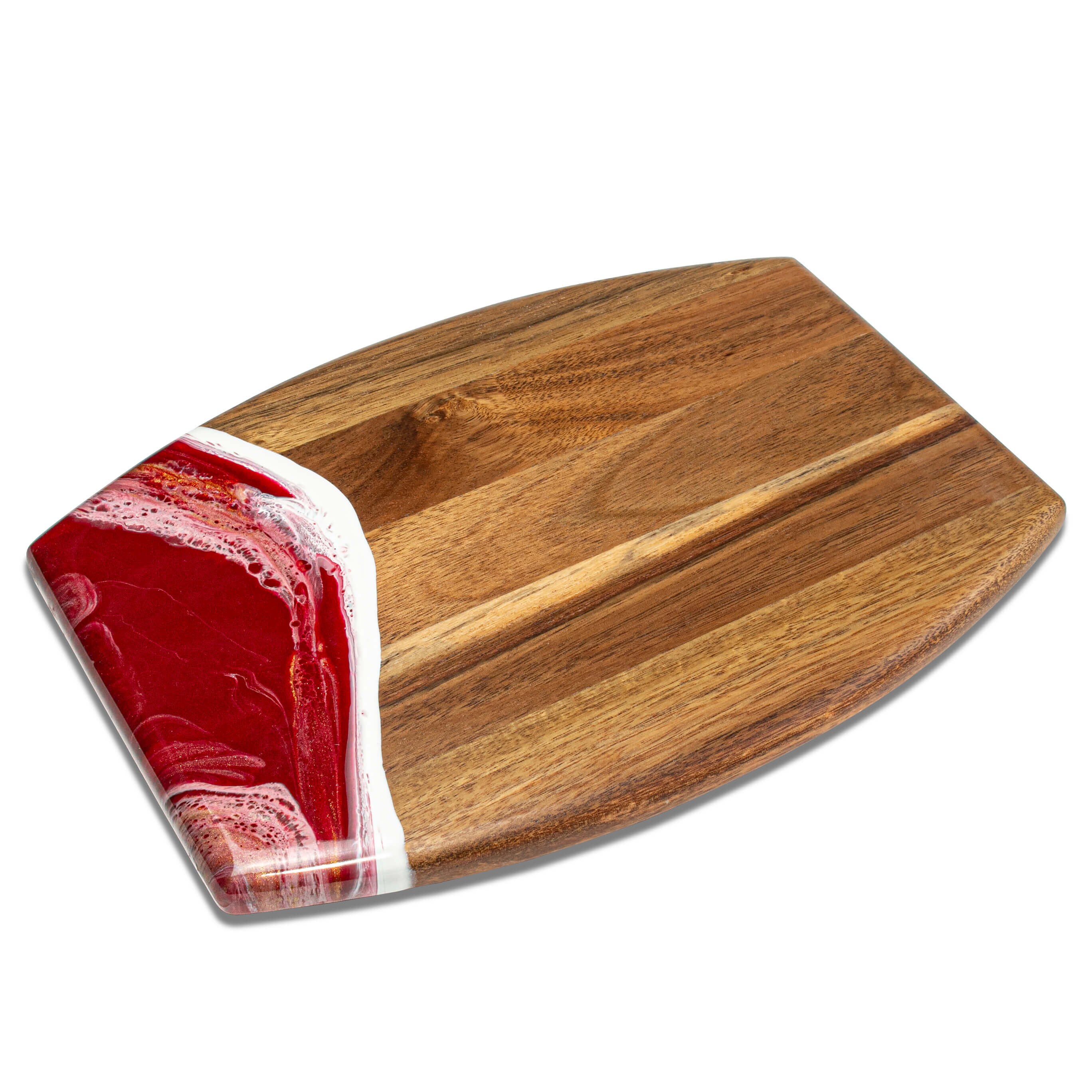 Cara Modern Classic Brown Wood White Handle Rectangular Cutting Board -  Small