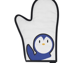 Gant de cuisine avec pingouin bleu