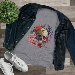 flowered skull perfect fit t-shirt