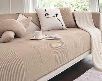 Minimal Soft Thick Non-Slip Couch Covers - Sofa Slipcovers, Minimal Sofa Covers, Pet Furniture Protectors, Three Seat Couch Covers