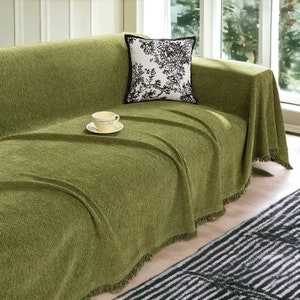 Lime Green Plush Couch Cover Sofa Slipcover