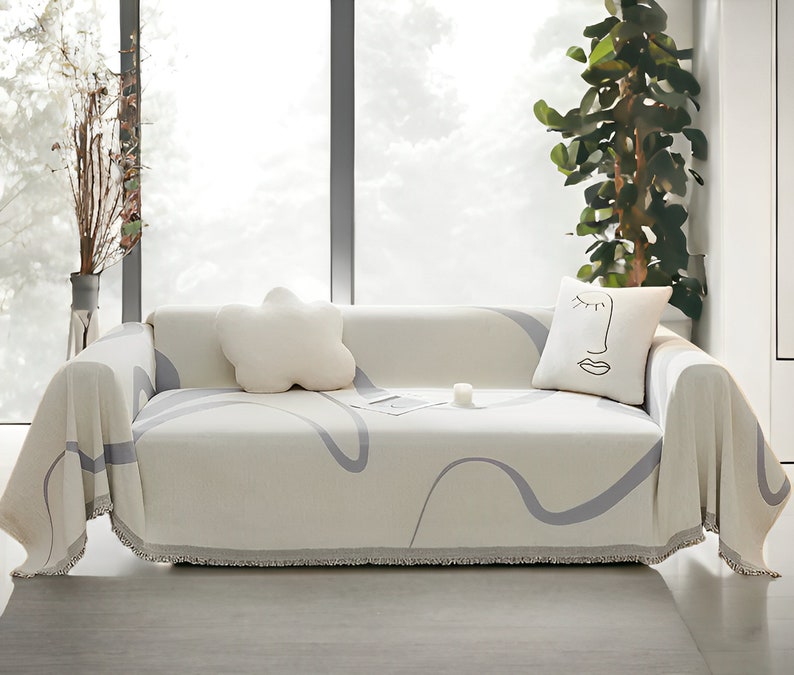 Minimalist Premium Chenille Sofa Covers Scratchproof Sofa Covers, Anticat Scratch, Reversible