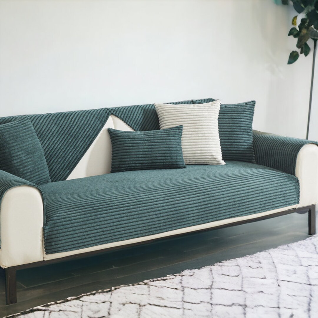 Soft Plush Ribbed Sofa Cover Covering for Pet, Soft Plush Couch Cover