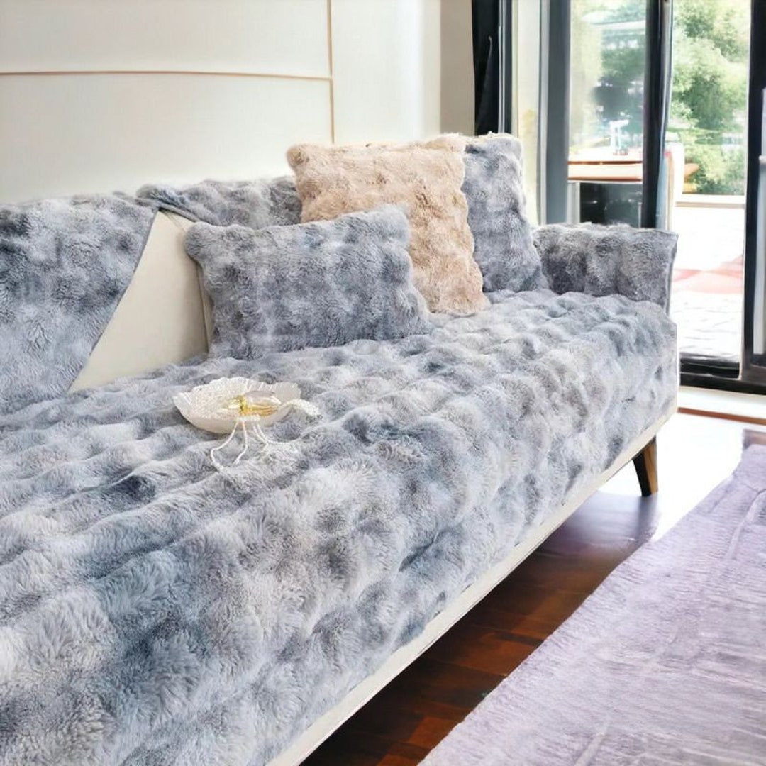 Soft Thick Blue Plush Sofa Couch Covers Blue Sofa Covers Etsy
