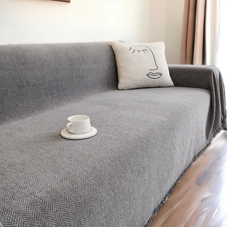 Solid Color Thick Chenille Premium Sofa Couch Throws Soft Couch Covers