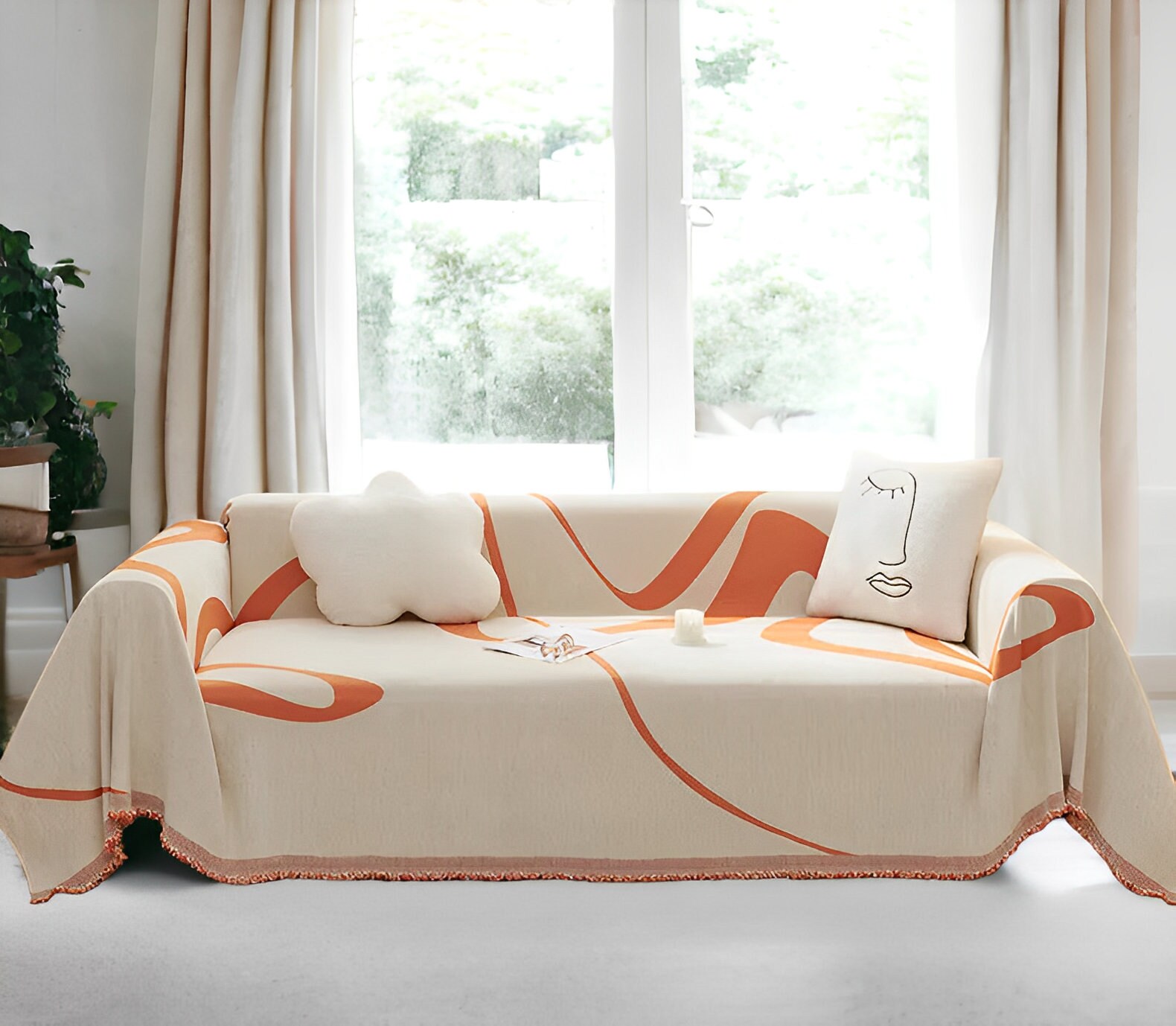 Minimalist Premium Chenille Sofa Covers Scratchproof Sofa Covers, Anticat Scratch, Reversible