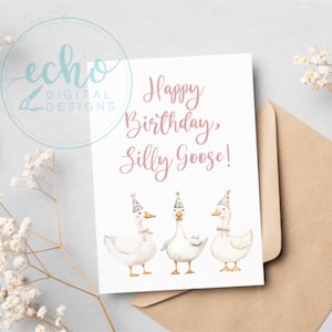 Alles Gute zum Geburtstag Karte Dummer Gans erste Geburtstagskarte für Baby Girl Printable Digital Download