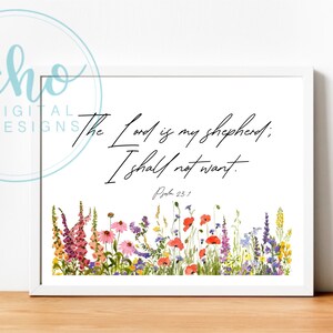 Bible Verse Scripture Wall Art, The Lord Is My Shepherd Psalm 23