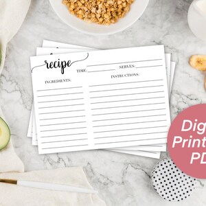 Rezept Karte Digital Download PDF