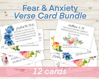 Printable Bible Scripture Verse Cards for Fear and Anxiety Digital Download