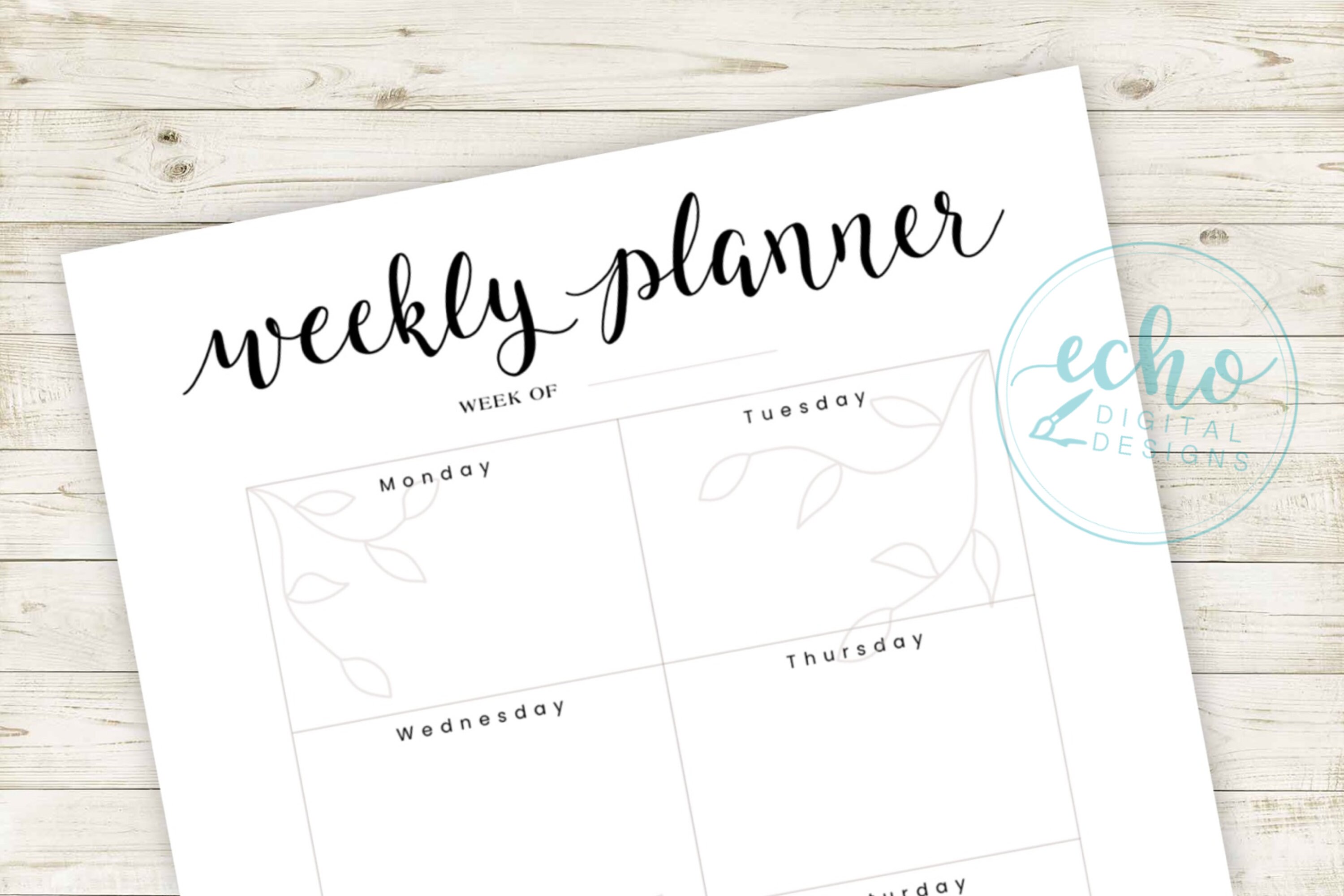 Weekly Planner Calendar Printable Digital Download PDF - Etsy