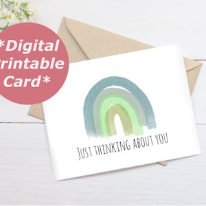 Printable Rainbow Greeting Card Thinking of You Digital Download