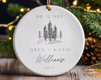 First Christmas Married Personalized Christmas Ornament, Newlywed Gift, Mr Mrs Ornament, Christmas Gift for Couples, Christmas Tree Decor