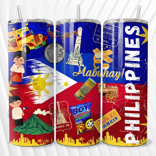 Philippines Tumbler/ 20oz/ Digital design for tumbler/ PNG/ png tumbler/ skinny tumbler/ digital image/ Philippines flag / Philippines PNG