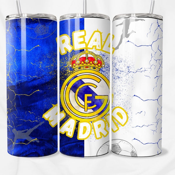 Real Madrid Tumbler/ 20oz/ Digital design for tumbler/ PNG / png tumbler/ skinny tumbler/ digital image/ Real Madrid png/ Futbol