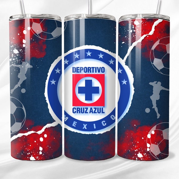 Cruz Azul Tumbler/ 20oz/ Digital design for tumbler/ PNG / png tumbler/ skinny tumbler/ digital image/ Cruz Azul Mexico png