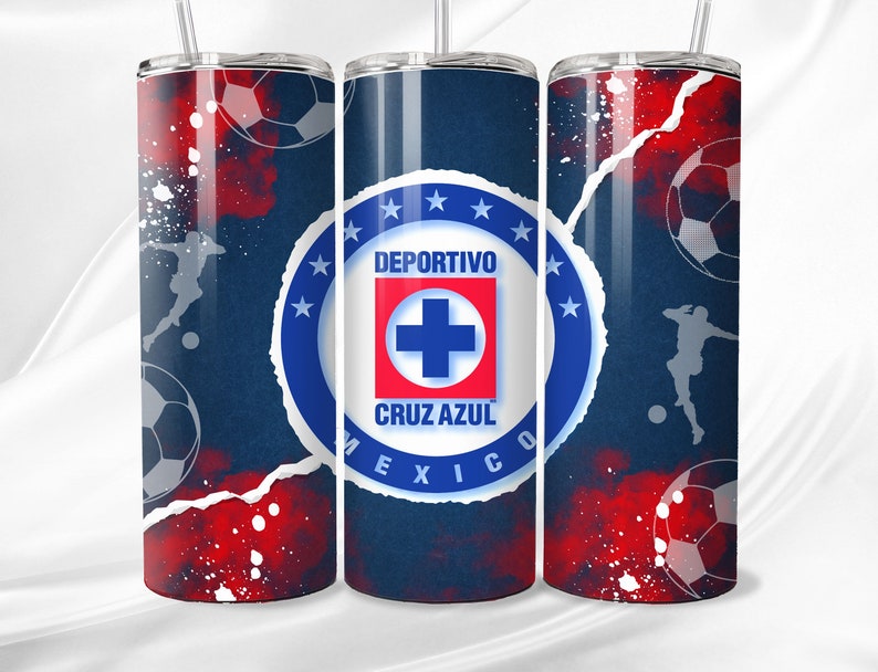 Cruz Azul Tumbler/ 20oz/ Digital design for tumbler/ PNG / png tumbler/ skinny tumbler/ digital image/ Cruz Azul Mexico png image 1