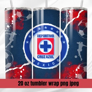 Cruz Azul Tumbler/ 20oz/ Digital design for tumbler/ PNG / png tumbler/ skinny tumbler/ digital image/ Cruz Azul Mexico png image 2