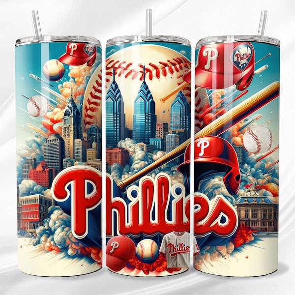 Baseball Team Tumbler Wrap, Digital design for tumbler, Baseball Sublimation Design, philadelphia digital design