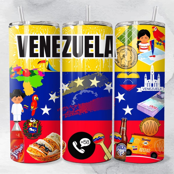 Venezuela Tumbler, 20oz, Digital design for tumbler, PNG, png tumbler, skinny tumbler, digital image, Venezuela svg, Venezuelen png