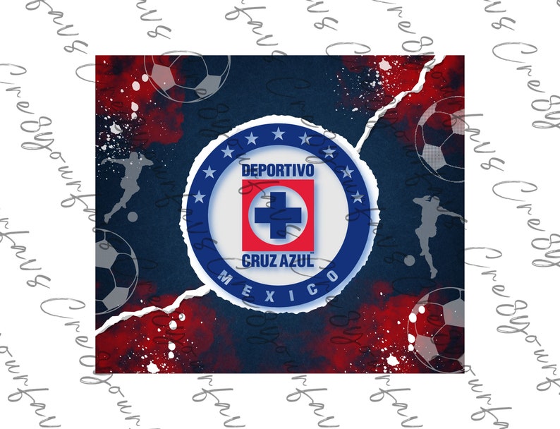 Cruz Azul Tumbler/ 20oz/ Digital design for tumbler/ PNG / png tumbler/ skinny tumbler/ digital image/ Cruz Azul Mexico png image 3