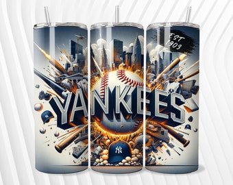 NY Yankees Tumbler, 20oz, Digital design for tumbler, Baseball Sublimation Design, png tumbler, Yankees png, Baseball tumbler wrap, NY png