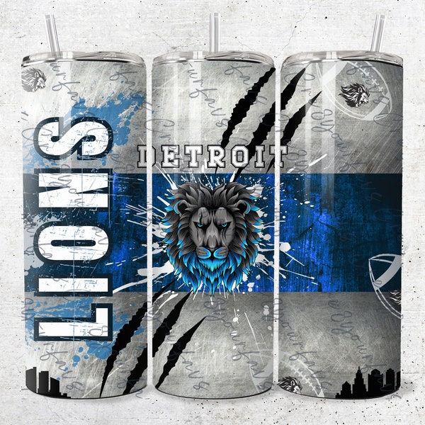 Detroit Football Tumbler, 20oz, Digital design for tumbler, PNG,  png tumbler, Detroit png, digital, Lions png, Football Tumbler Wrap