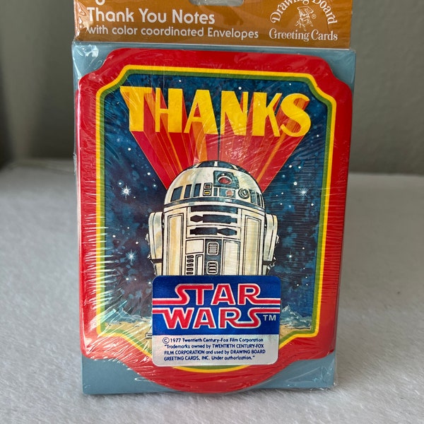 Vintage 1977 Star Wars R2-D2 "Thanks" Greeting Cards - New Old Stock - George Lucas - Lucasfilm - Twentieth Century-Fox Film Corporation