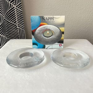 Iittala Finland NAPPI Clear Glass Votive Candle Holders - Set of 2 - Designed by Markku Salo