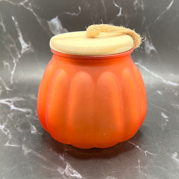 Pumpkin shaped candleholder with wooden lid / candle holder / Fall decor / harvest decor / home decor