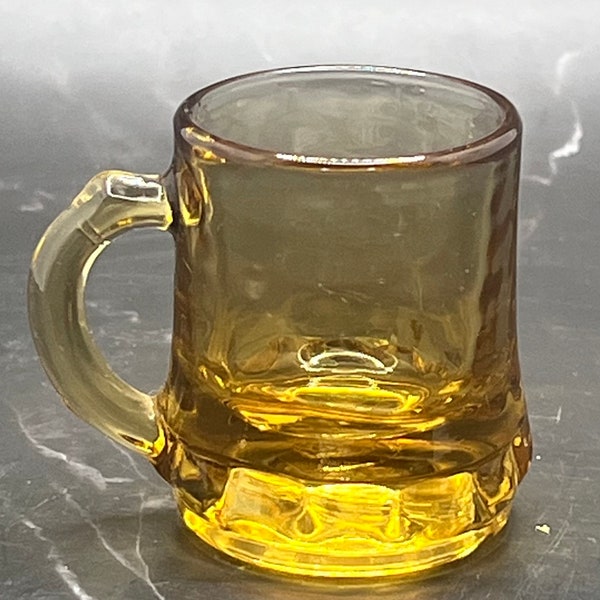 Tiny Amber Glass Handled Cup / Mug / Mid-Century Modern / MCM / Vintage