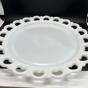 White Milk Glass decorative lace edge tray / platter / Easter Table / Spring table/ Deviled Egg Tray