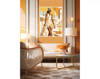 Abstract Tennis Elegance – Stylish Wall Art Art in beige