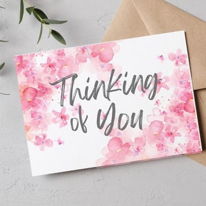 Carte bien pensée aquarelle florale, carte vierge, carte imprimable, carte à téléchargement numérique instantané, carte d'encouragement