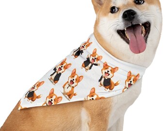 コーギー犬とコーギー愛好家のためのペットバンダナ、キュートでカワイイコーギーデザイン、ペット用バンダナ、コーギーへのギフト、彼女へのギフト