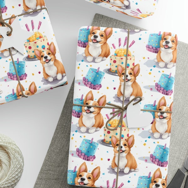Wrapping Paper for Corgi Lovers, Birthday Wrapping Gift, Gift Wrap, Corgi Presents, Corgi Gift, Birthday