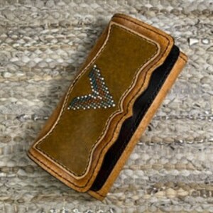 Clutch Wallet. Top Grain Leather. Dot painted.   Unusual style. A Wallet within A Wallet hand made by Sharon Trandem