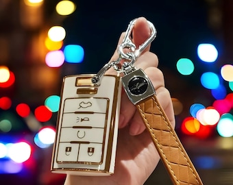 Key Fob Cover For Cadillac, With Keychain, Stylish, Tpu Fob, Car key Cover, Car Key Cover Case, Car Key, Key Case, Key Fob, Keychain