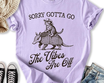 Cowboy Cat Armadillo Tee, Retro Vibes Graphic Shirt, Comfort Colors Unisex Top