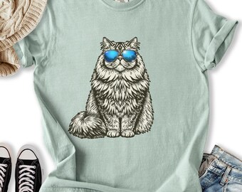 Persian Cat Shirt for Women, Persian Cat T-Shirt with Sunglasses, Cat Lover Gift