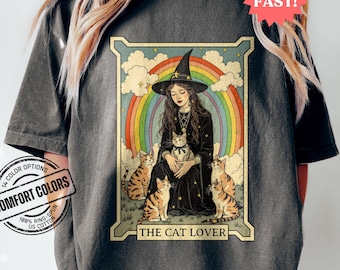 Comfort Colors Cat Lover Tarot Shirt, Cat Lover Mom Shirt, Gift for Cat Lovers, Pretty Cat Shirt Gift for Cat Lovers, Tarot Lover Gift