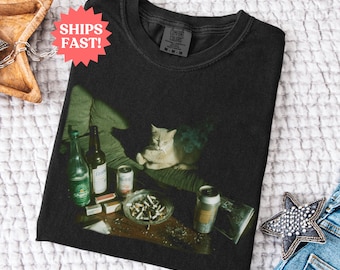 Vintage Cat Meme Shirt, Retro Orange Tabby Tee, Comfort Colors Cat Lover Gift