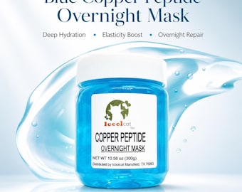 Blue Copper Peptide Overnight Mask, Hydrating, Elasticity, Wrinkle Care (10 oz)