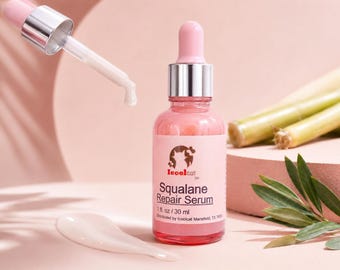 Sérum facial de aceite de escualano para piel seca y sensible, hidratante facial de origen vegetal, repara la barrera cutánea, contiene péptidos y ácido hialurónico, 28 g (1 oz).