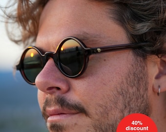 Lunettes de soleil arrondies de teinte super foncée pour hommes, lunettes de soleil hippie, lunettes de soleil rondes vintage, lunettes de soleil des années 40, lunettes de soleil cercle